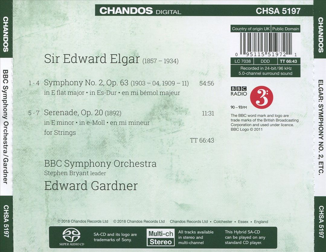 Elgar: Symphony No. 2; Serenade for Strings cover art