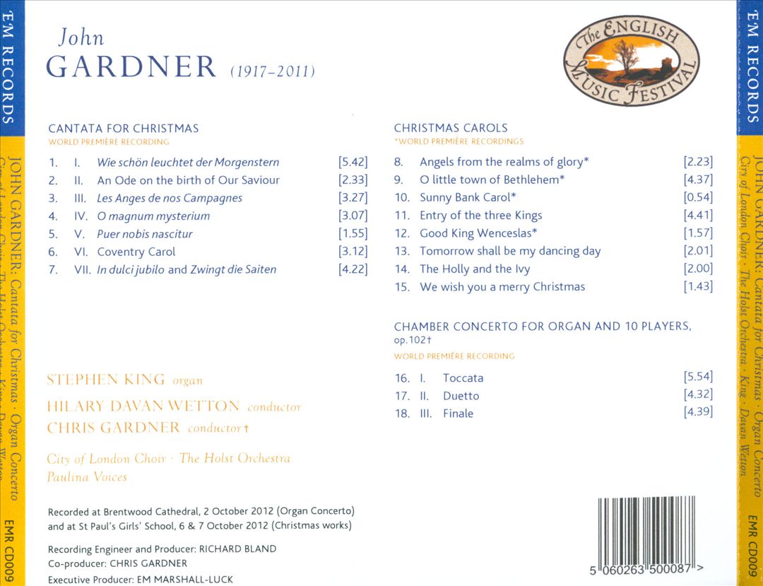John Gardner: Cantata for Christmas; Organ Concerto; Christmas Carols cover art