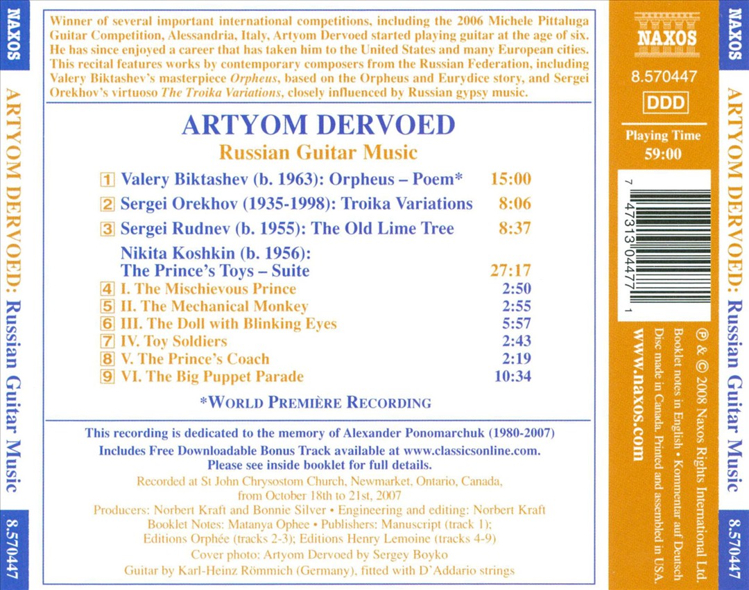 Artyom Dervoed plays Russian Guitar Music cover art