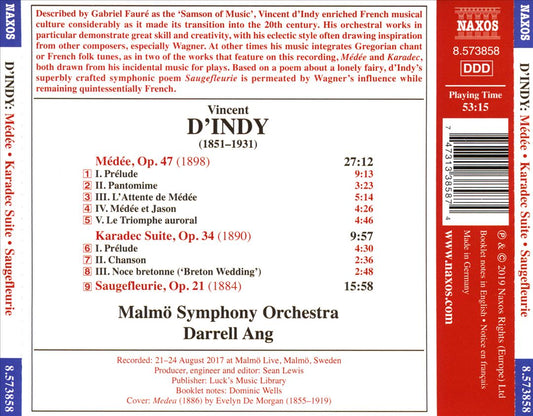 Vincent d'Indy: Médée; Karadec Suite; Saugefleurie cover art