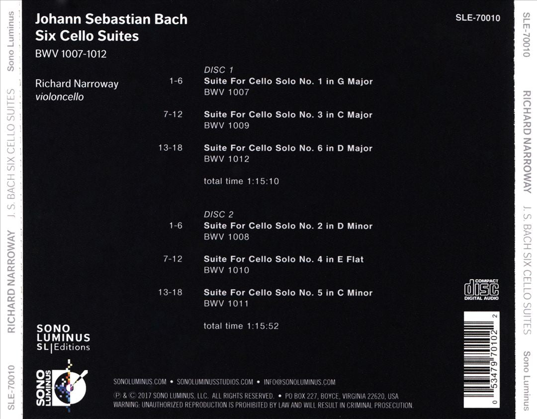 Johann Sebastian Bach: Six Cello Suites BWV 1007-1012 cover art