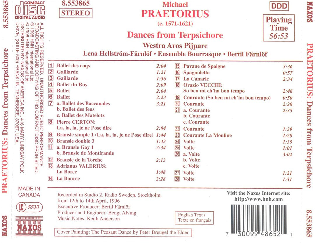 Praetorius: Dances for Terpischore cover art