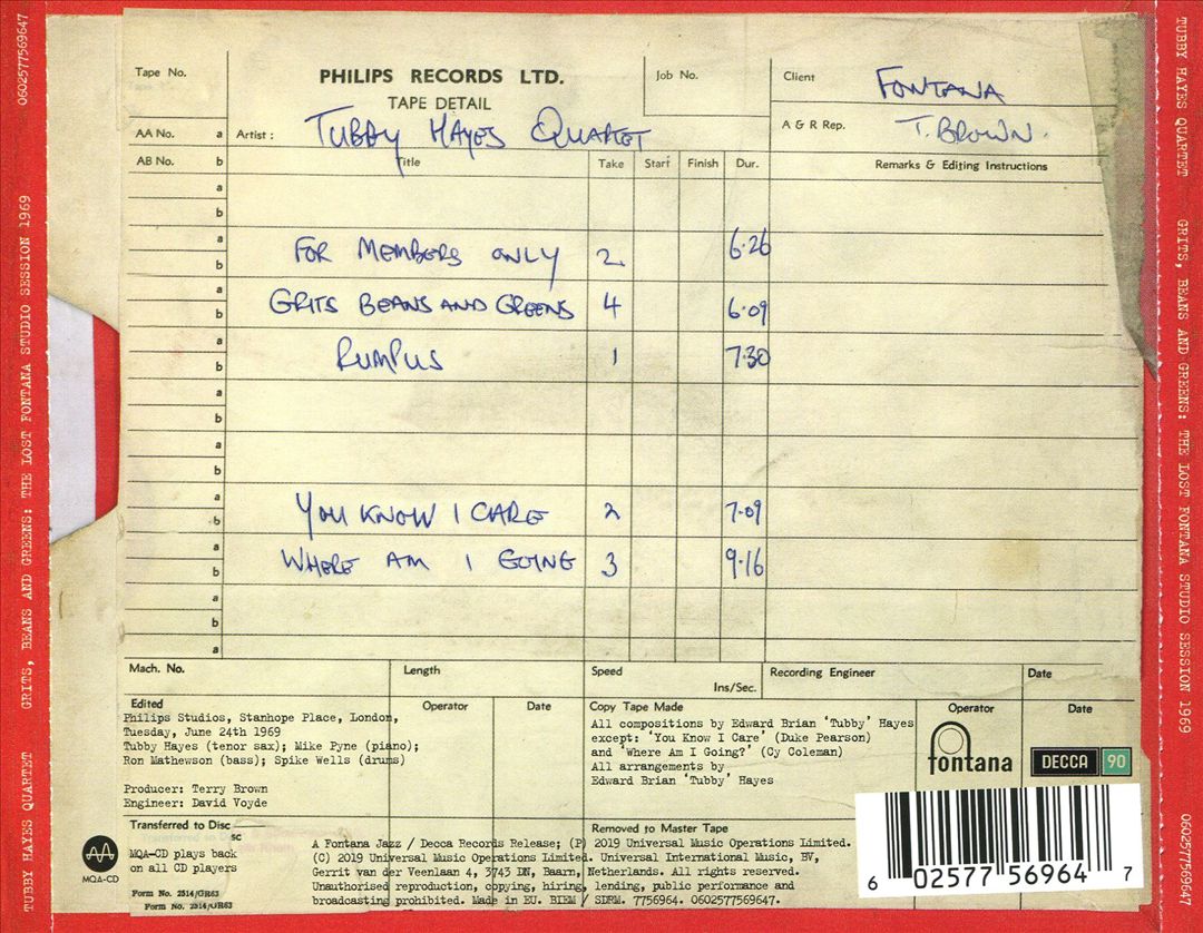 Grits, Beans and Greens: The Lost Fontana Studio Sessions 1969 cover art