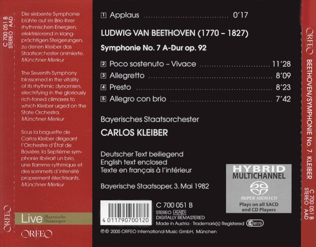 Beethoven: Symphony No. 7 cover art