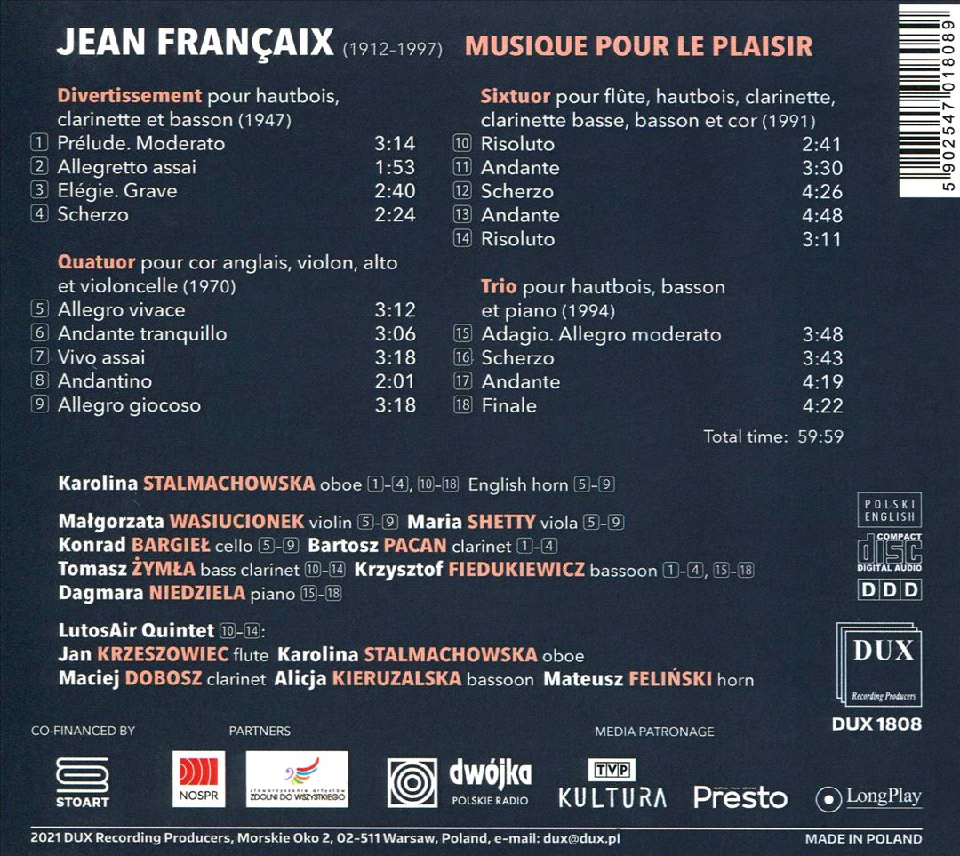 Jean Françaix: Musique pour le Plaisir cover art