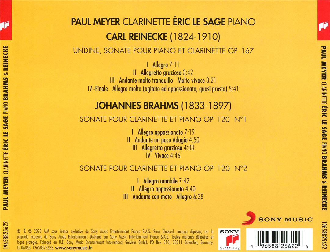 Carl Reinecke: Undine, sonata Op. 167; Brahms: Sonata No. 1 & Sonata No. 2 Op. 120 cover art