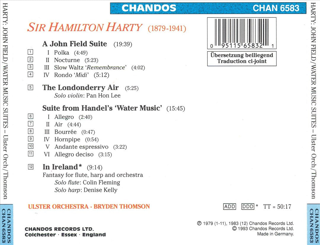 Hamilton Harty: A John Field Suite; Suite from Handel's Water Music cover art