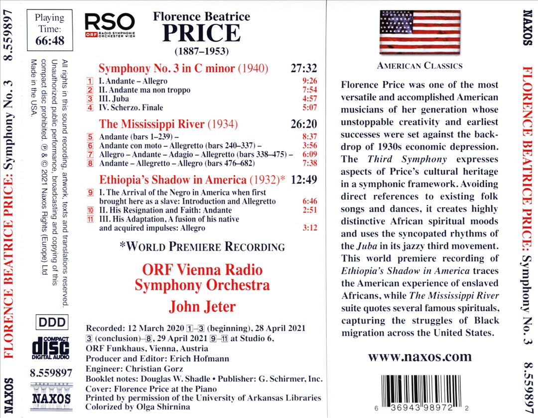 Price: Symphony No. 3 in C minor; The Mississippi River; Tehiopia's Shadow in America cover art