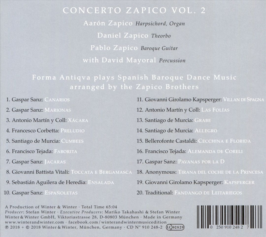 Concerto Zapico, Vol. 2: Forma Antiqva plays Spanish Baroque Dance Music cover art