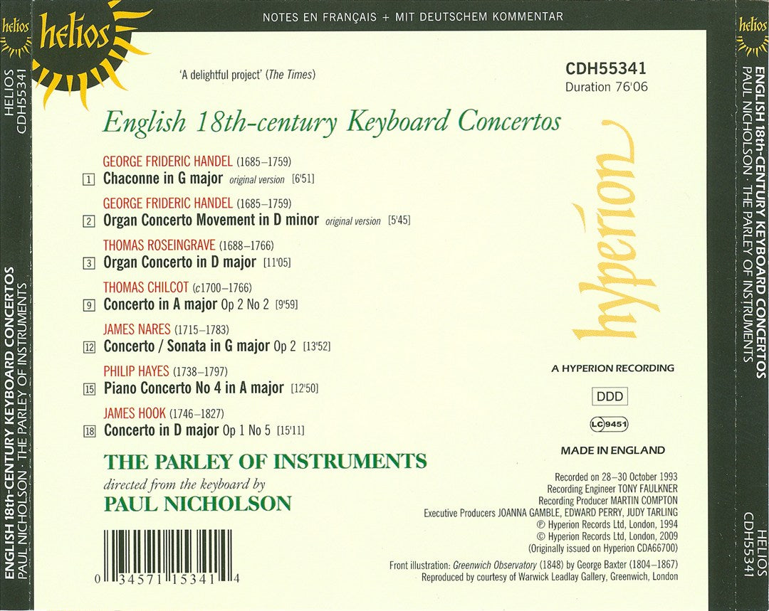 English 18th Century Keyboard Concertos cover art