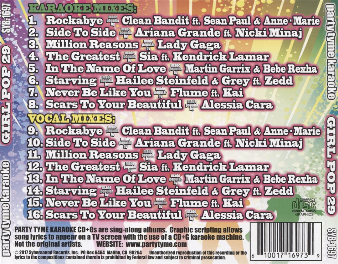 Party Tyme Karaoke: Girl Pop, Vol. 29 cover art