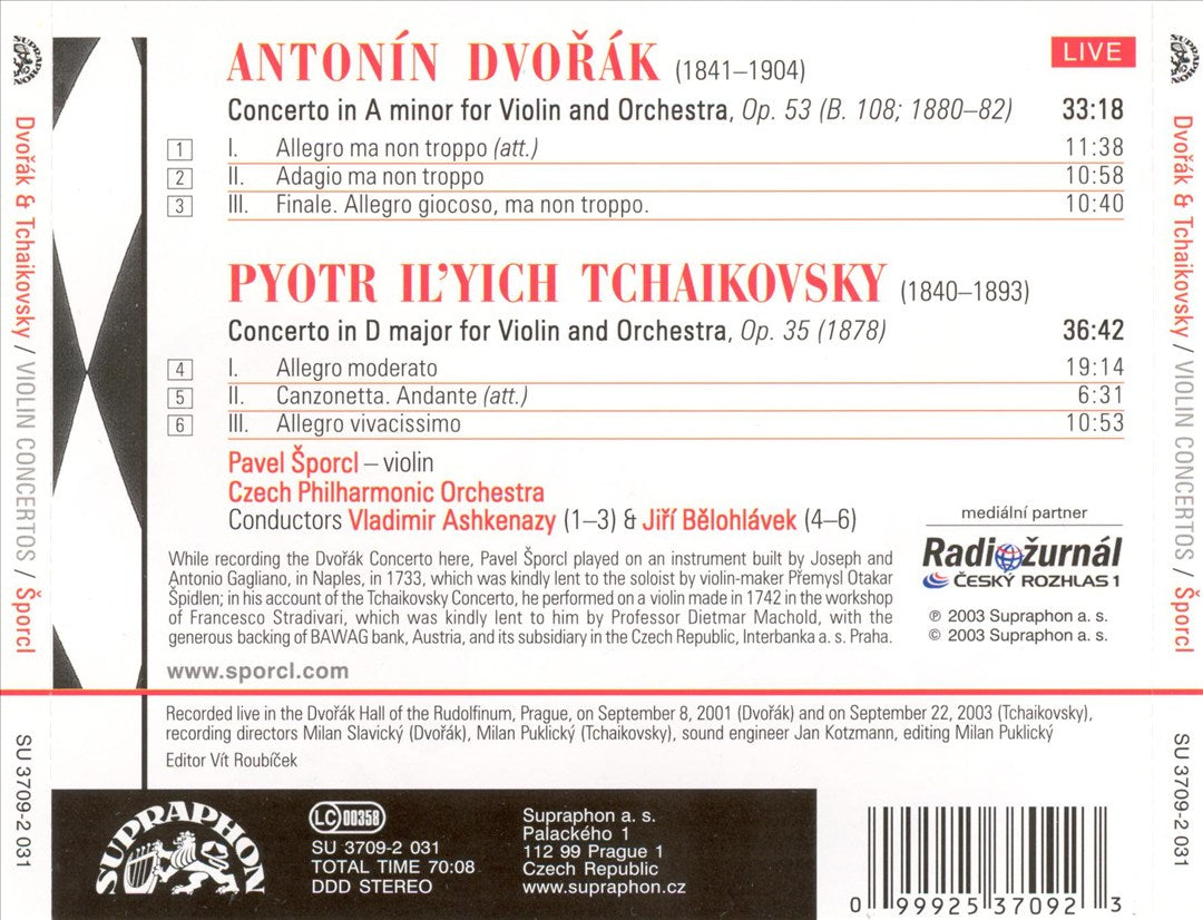 Dvorák, Tchaikovsky: Violin Concertos cover art