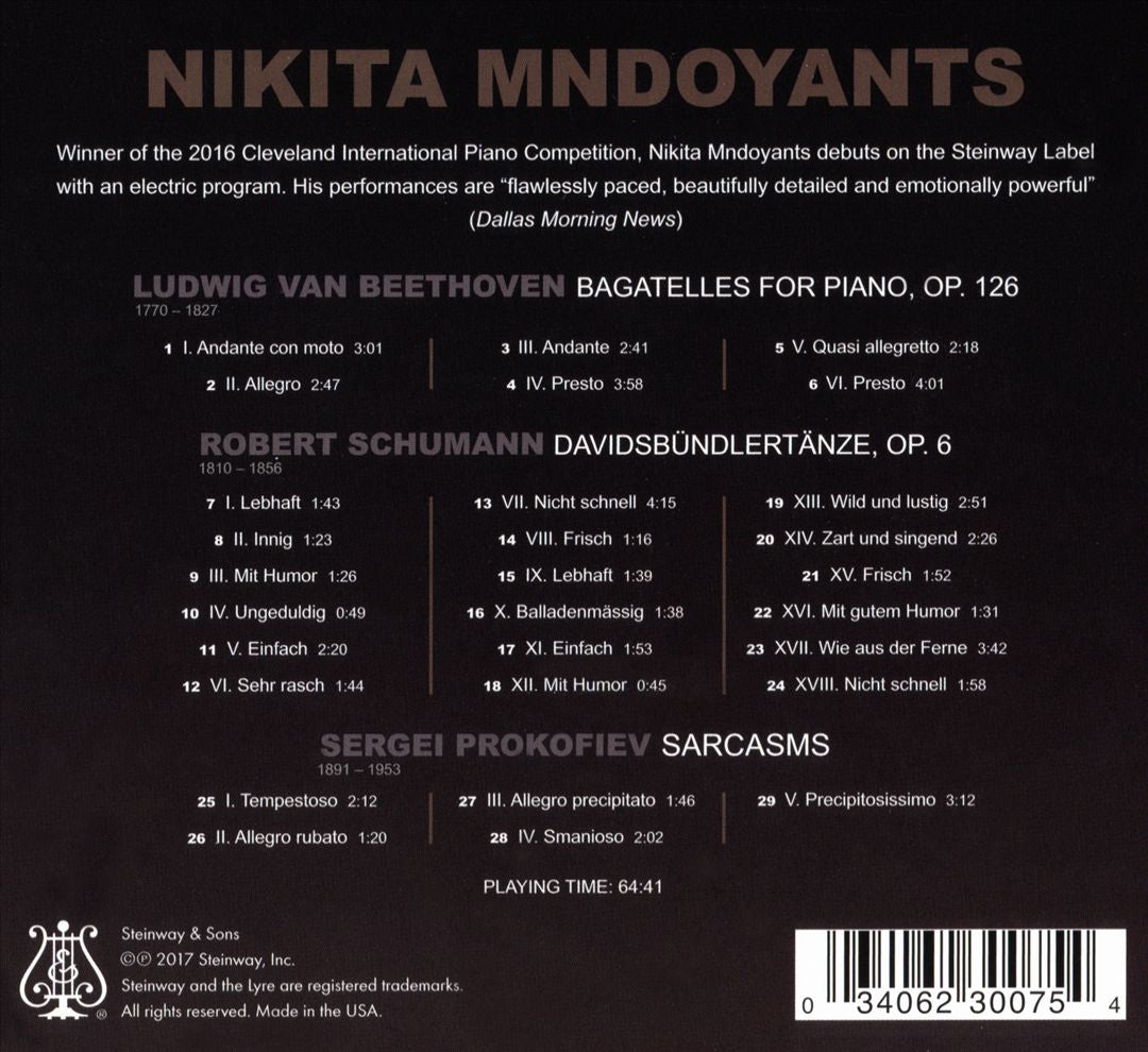 Schumann: Davidsbündlertänze; Beethoven: Bagatelles, Op. 126; Prokofiev: Sarcasms cover art