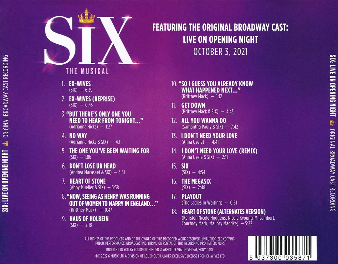 Six: The Musical - Live on Opening Night [Original Broadway Cast Recording] cover art