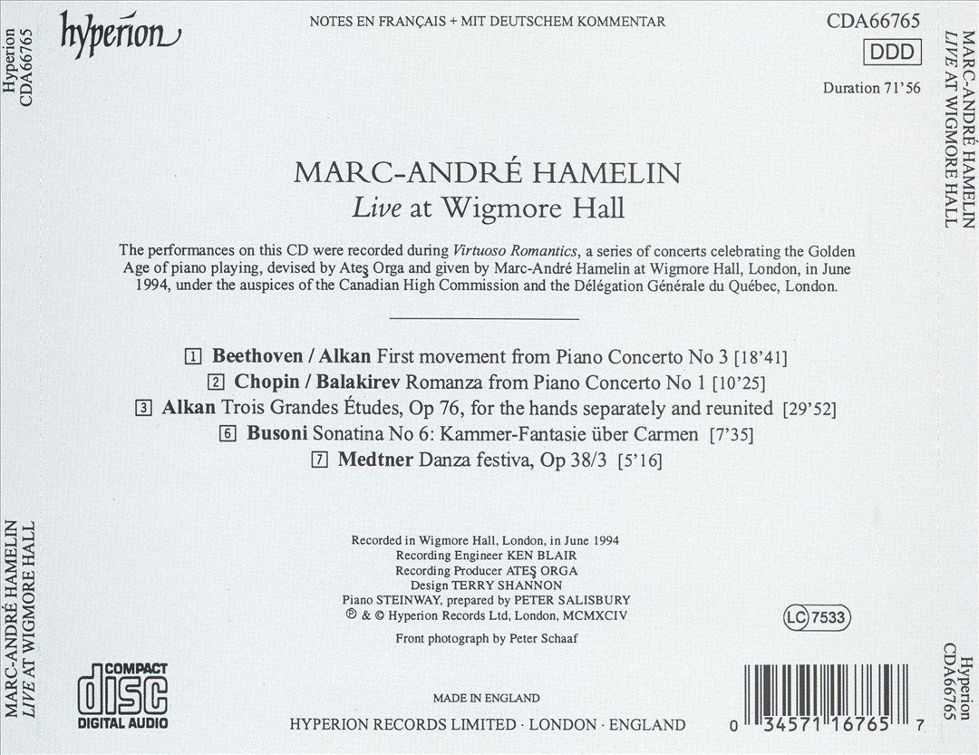 Marc-André Hamelin Live at Wigmore Hall cover art
