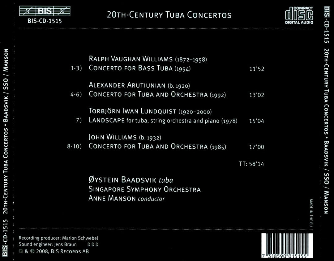 20th Century Tuba Concertos cover art