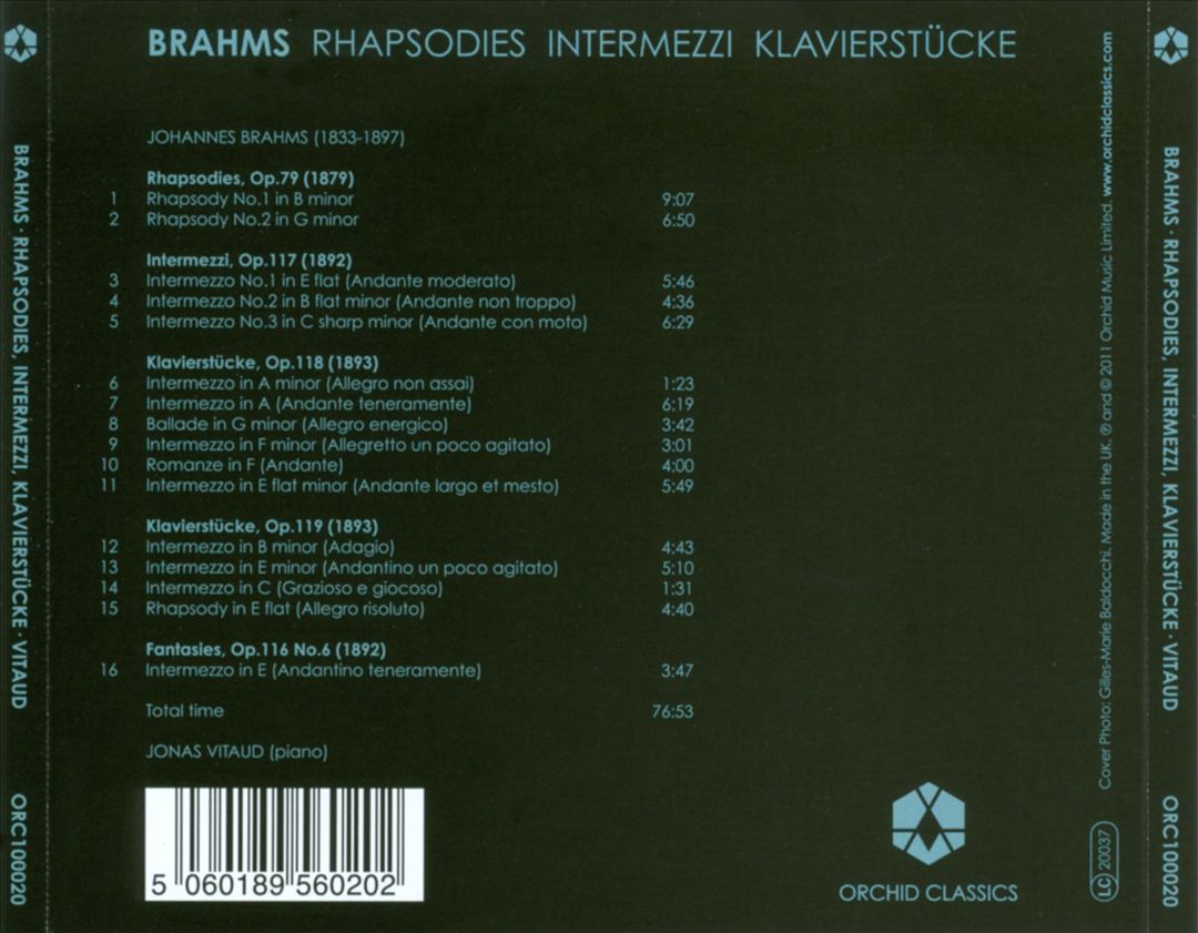 Brahms: Rhapsodies, Intermezzi, Klavierstücke cover art