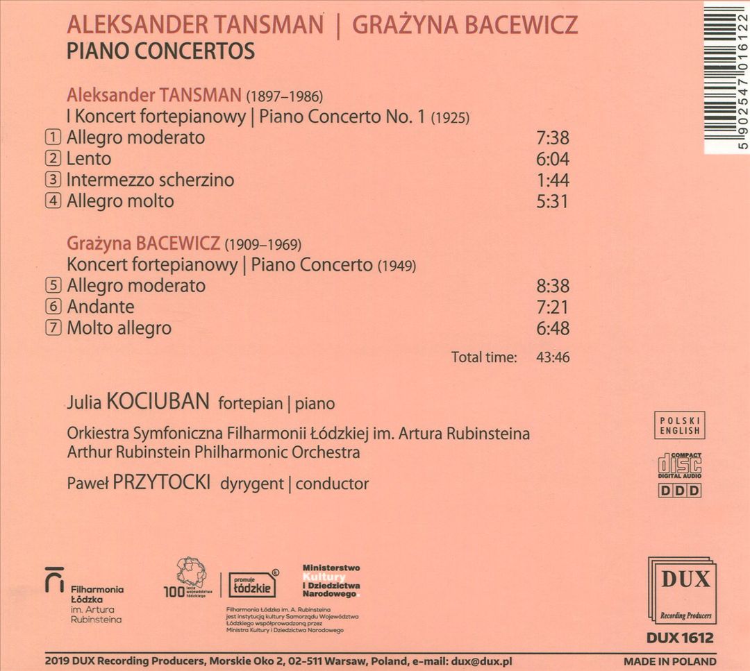 Tansman, Bacewicz: Piano Concertos cover art