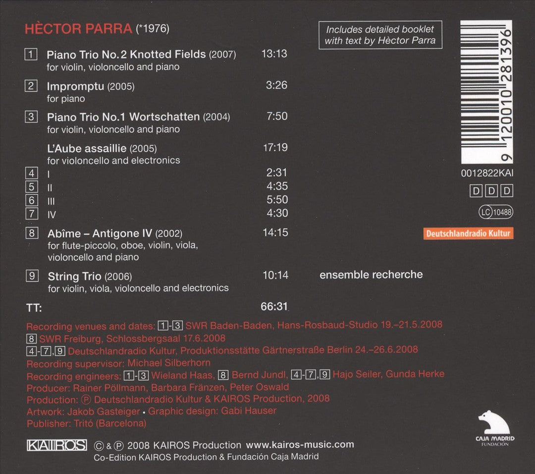 Hèctor Parra: Knotted Fields; Impromptu; Wortschatten; L'Aube assaillie cover art