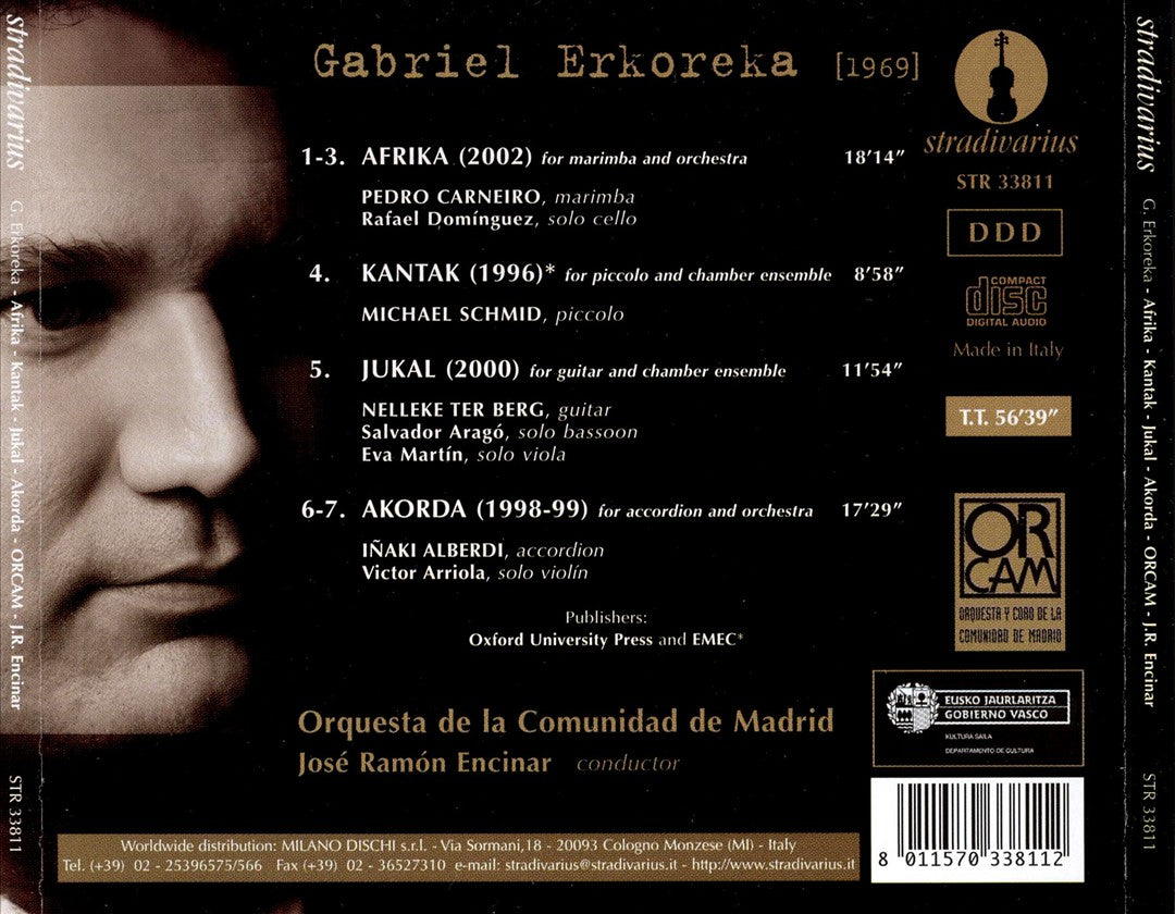 Gabriel Erkoreka: Afrika; kantak; Jukal; Akorda cover art