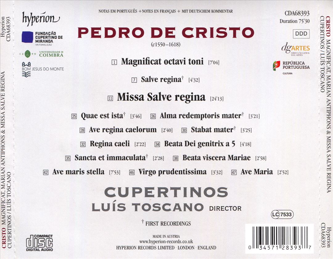 Pedro de Cristo: Magnificat, Marian Antiphons; Missa Salve regina cover art