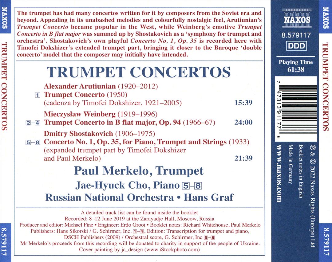 Arutiunian, Shostakovich, Weinberg: Trumpet Concertos cover art