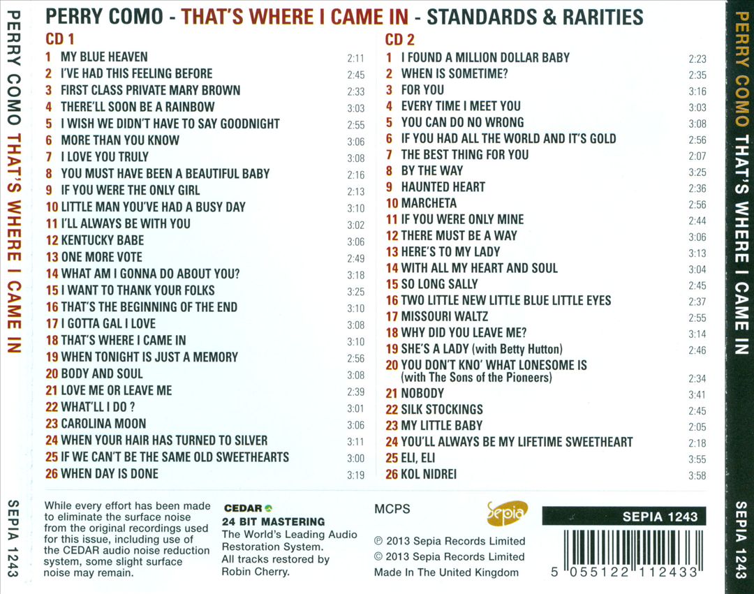 That's Where I Came In: Standards & Rarities cover art