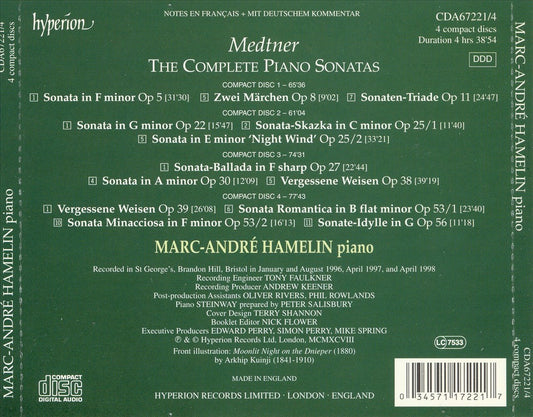 Medtner: The Complete Piano Sonatas cover art