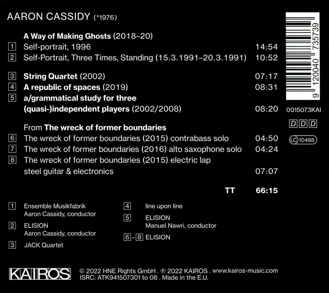 Aaron Cassidy: A Way of Making Ghosts cover art