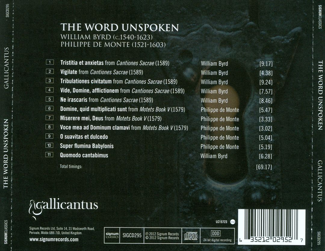 Word Unspoken: Sacred Music by William Byrd and Philippe de Monte cover art