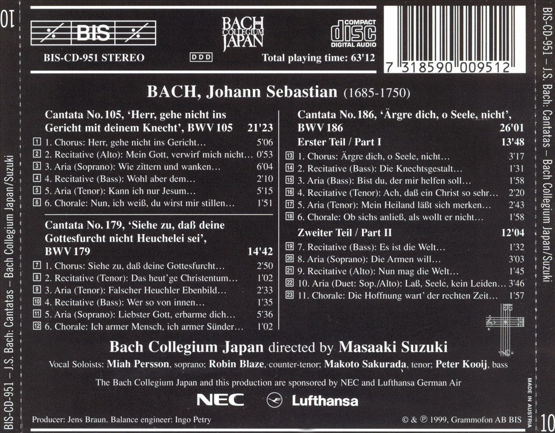 Bach: Cantatas, Vol. 10 - 3 Leipzig Cantatas cover art