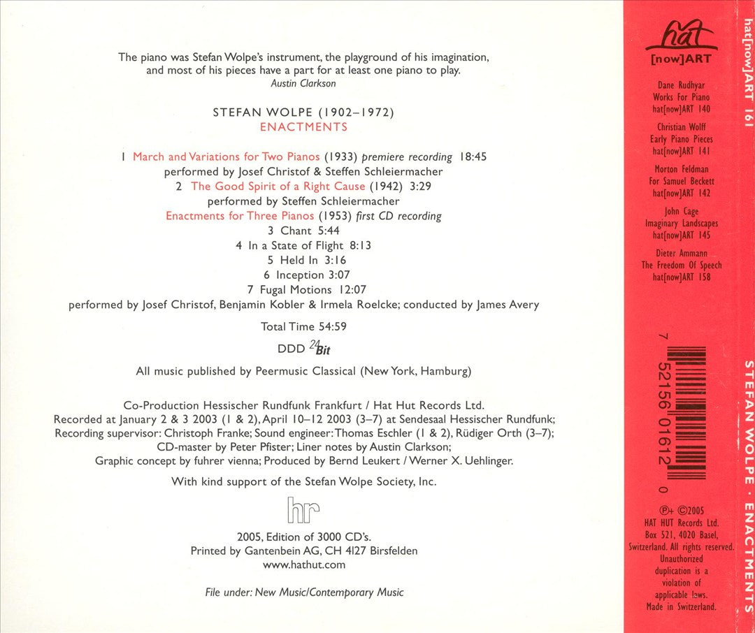 Stefan Wolpe: Enactments cover art