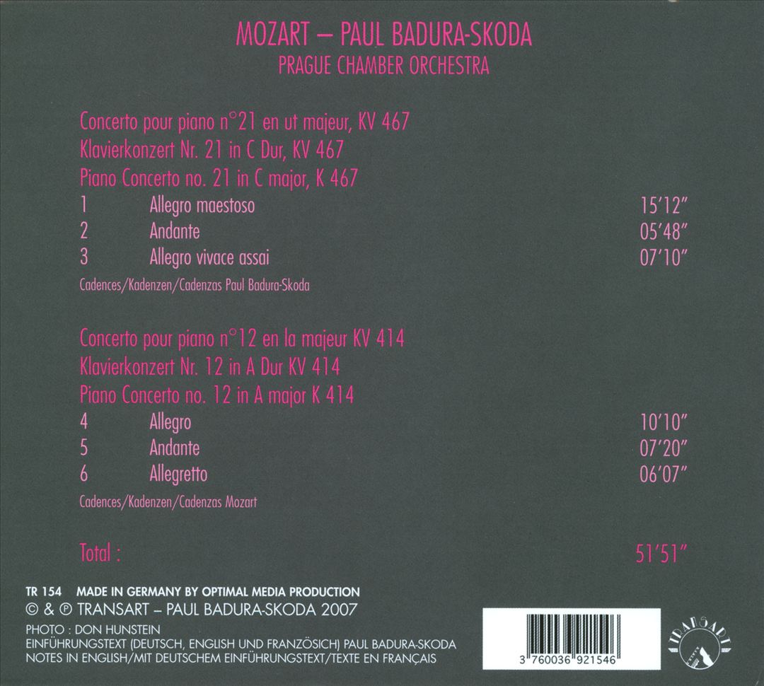 Mozart: Piano Concertos Nos. 21 & 12 cover art