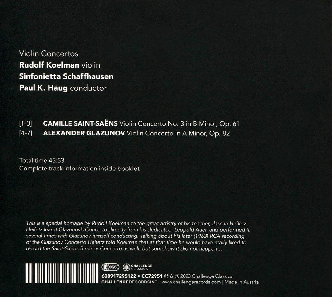 Saint-Saëns: Violin Concerto No. 3, Op. 61; Glazunov: Violin Concerto Op. 82 cover art