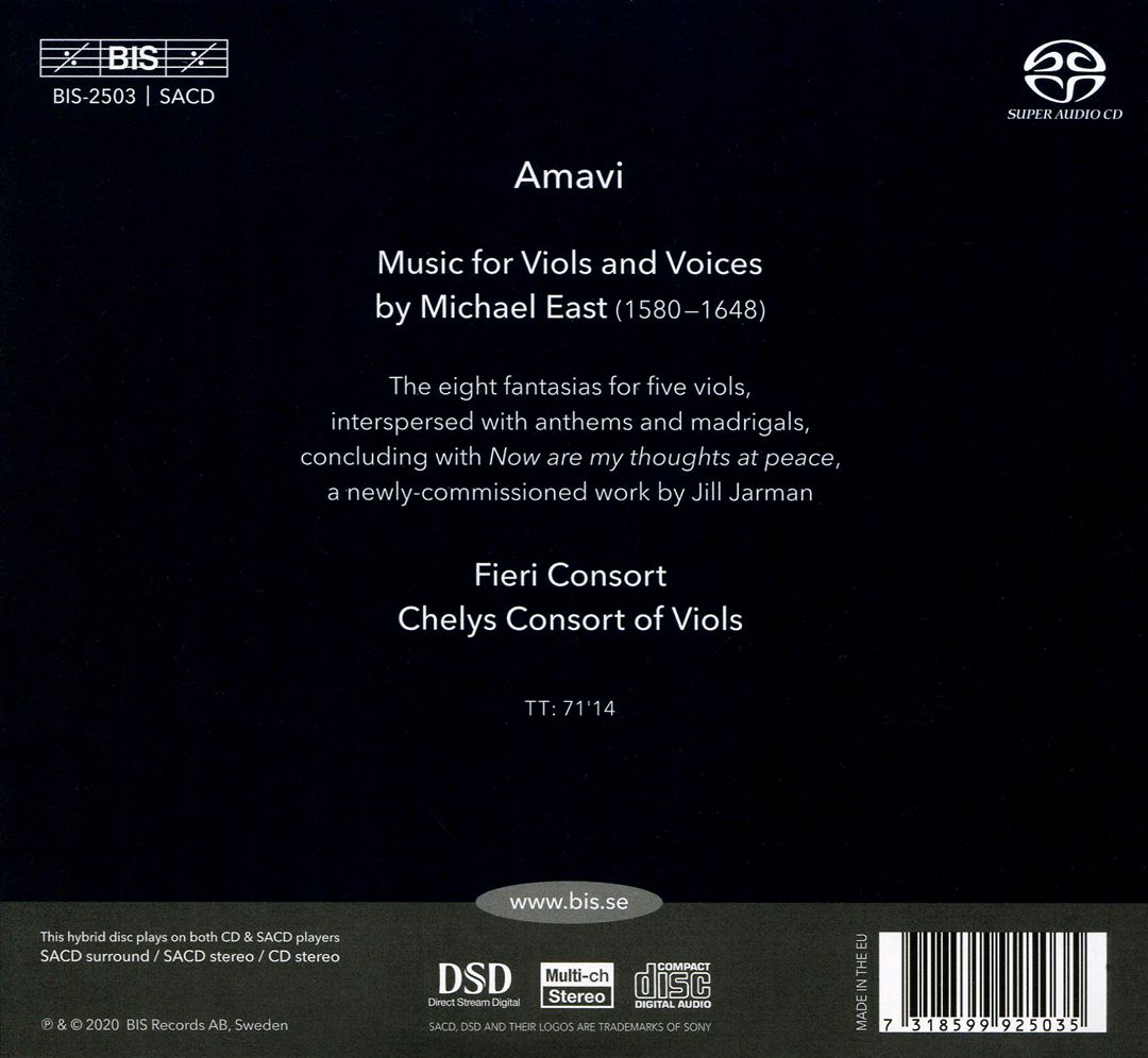Amavi: Michael East - Music for Viols and Voices cover art
