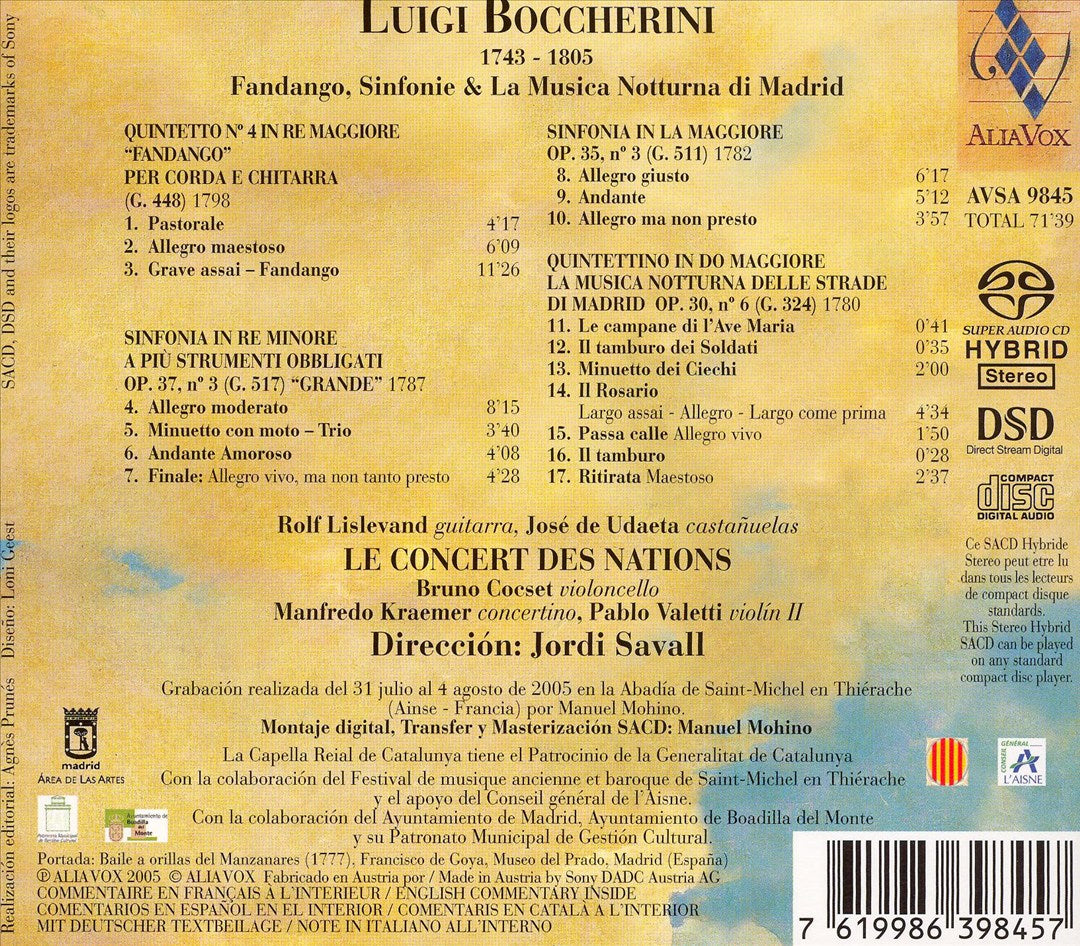 Boccherini: Fandango, Sinfonie & La Musica Notturna di Madrid cover art