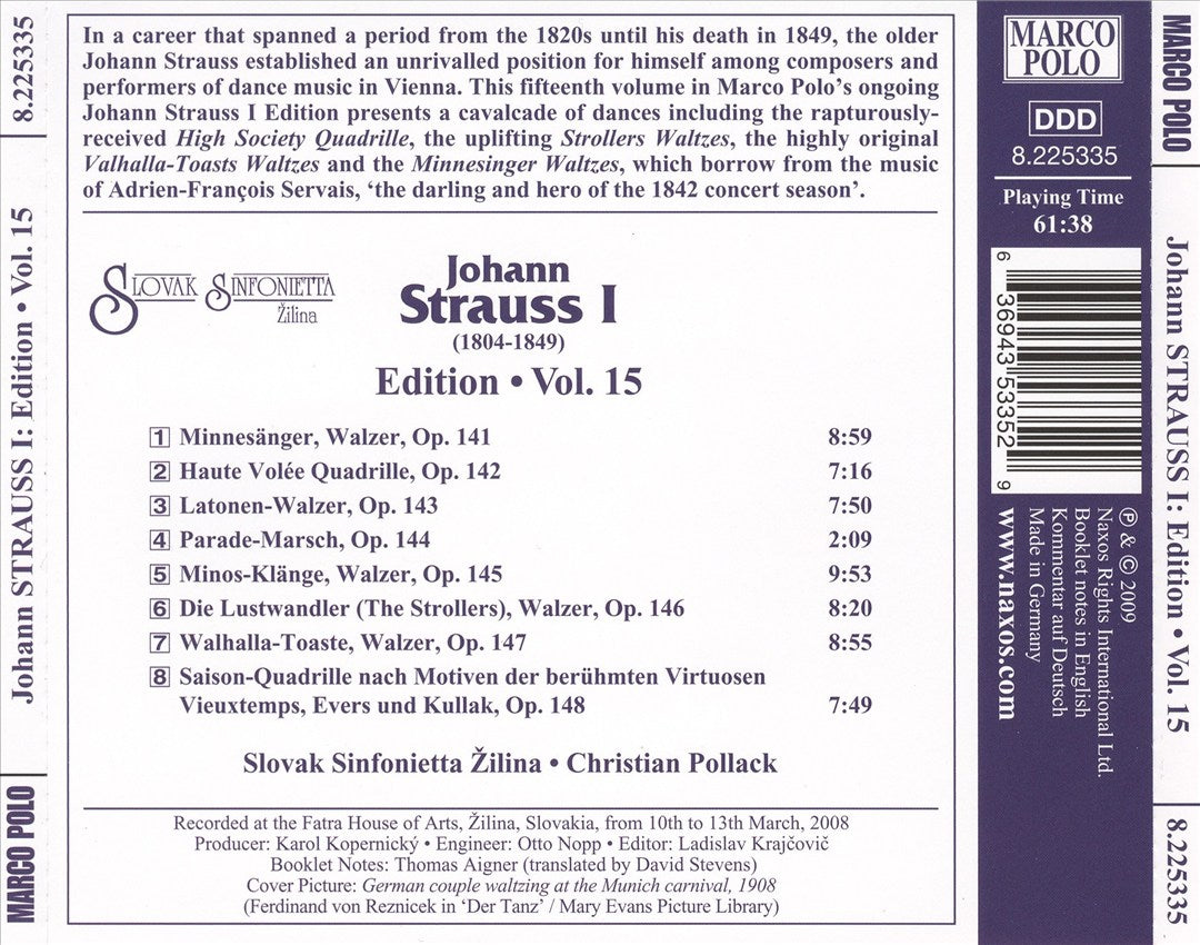 Johann Strauss I Edition, Vol. 15 cover art