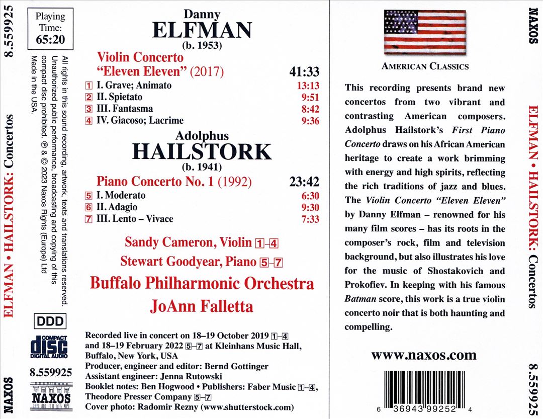 Elfman: Violin Concerto "Eleven Eleven"; Hailstork: Piano Concerto No. 1 cover art