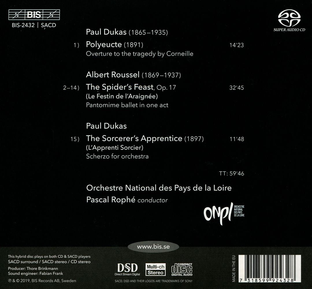 Albert Roussel: Le Festin de l'Arignée; Paul Dukas: L'Apprenti Sorcier; Polyeucte cover art