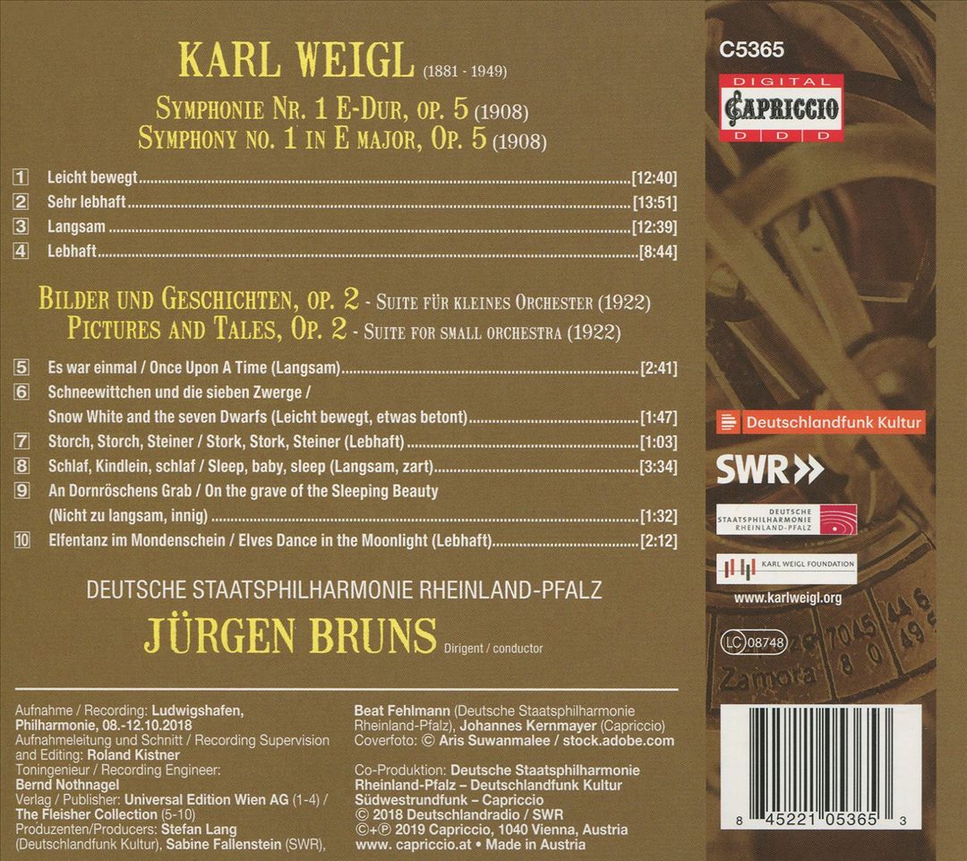 Karl Weigl: Symphony No. 1; Pictures and tales cover art