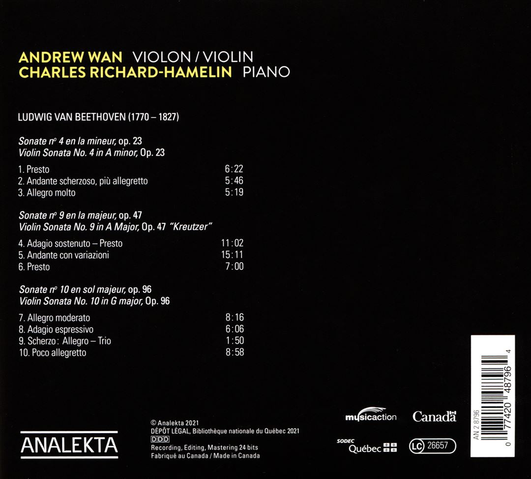 Beethoven: Sonates pour Violon et Piano Nos. 4, 9 & 10 cover art
