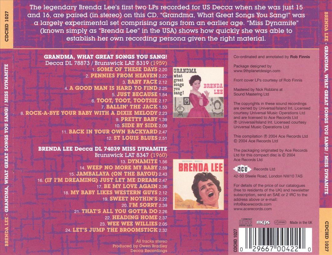 Grandma, What Great Songs You Sang!/Miss Dynamite cover art
