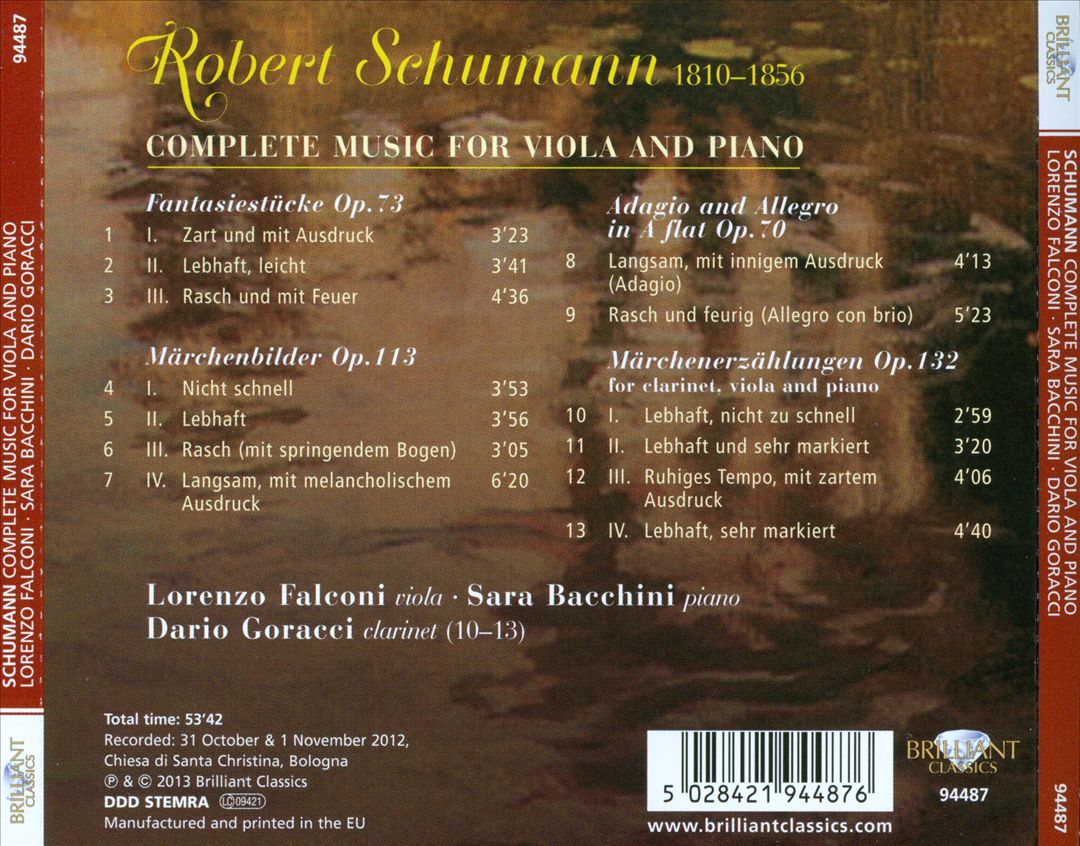 Schumann: Complete Music for Viola and Piano cover art