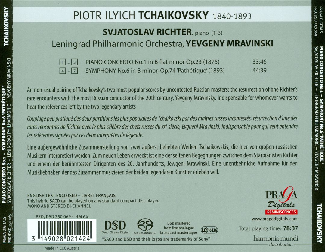 Tchaikovsky: Piano Concerto No. 1; Symphony No. 6 "Pathétique" cover art