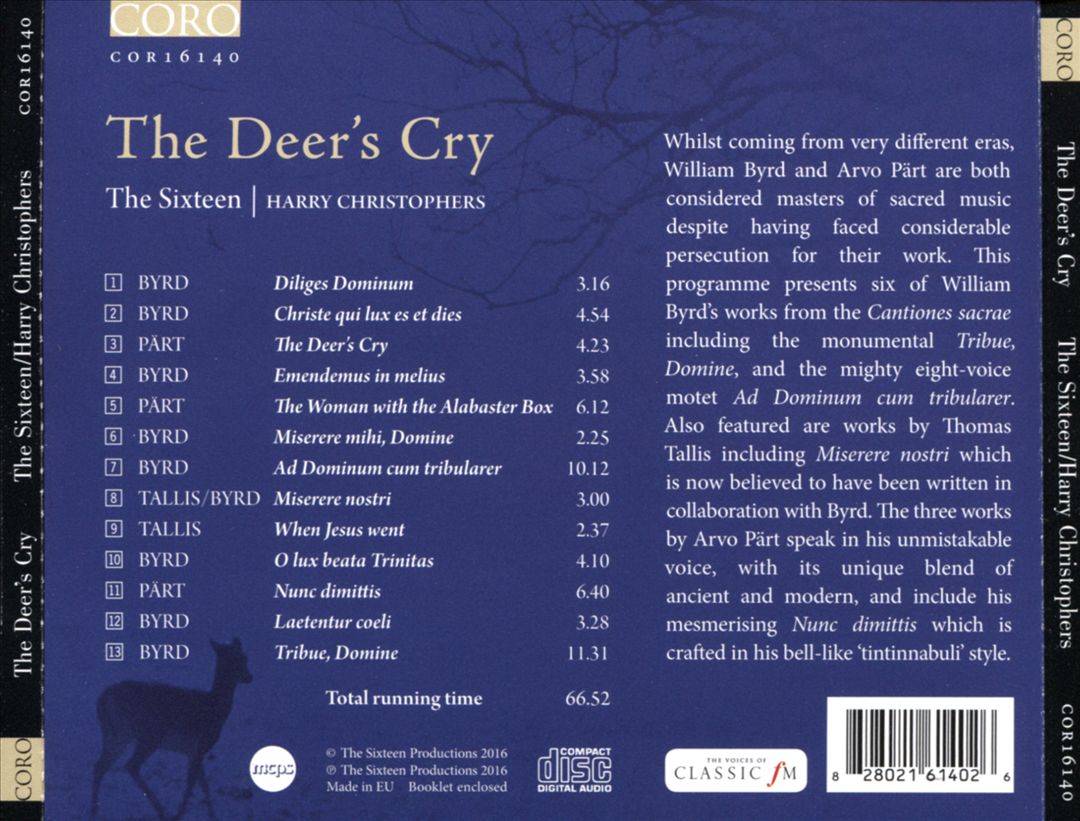 Deer's Cry: William Byrd, Thomas Tallis, Arvo Pärt cover art