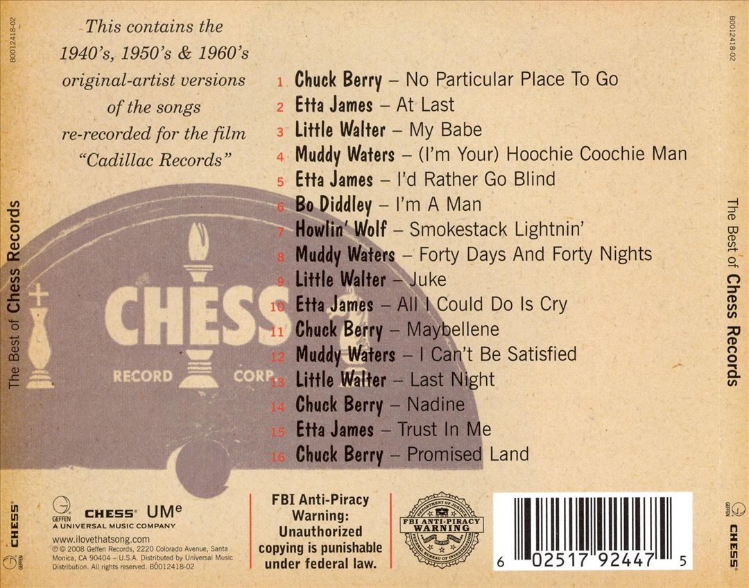 The Best of Chess: Original Versions of Songs in Cadillac Records cover art