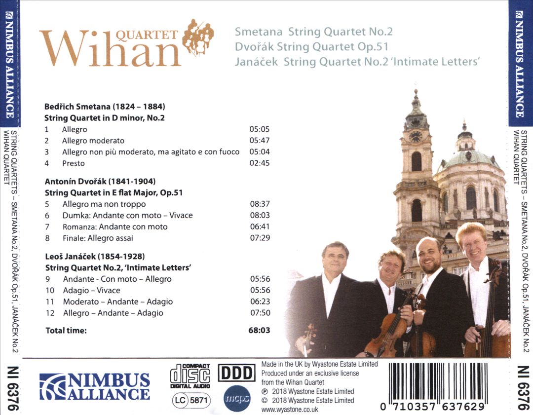 Smetana: String Quartet, No. 2; Dvořák: String Quartet, Op. 51; Janáćek: String Quartet No. 2 'Intimate Letters' cover art