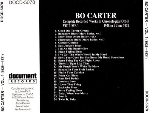 Bo Carter, Vol. 1 (1928-1931) cover art