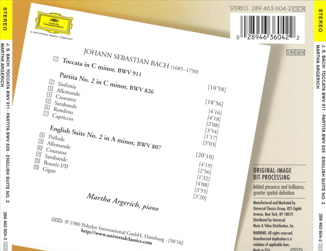 Johann Sebastian Bach: Toccata BWV 911; Partita BWV 826; English Suite No. 2 BWV 807 cover art
