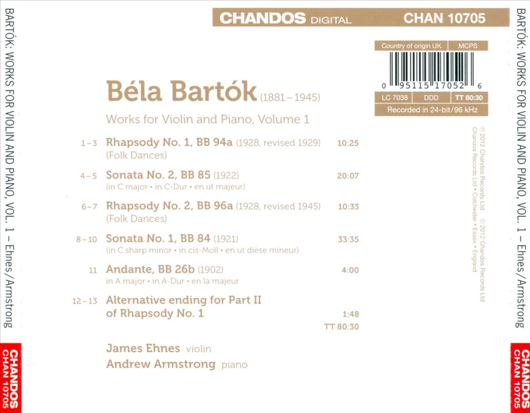 Bartók: Sonatas & Rhapsodies, Vol. 1 cover art